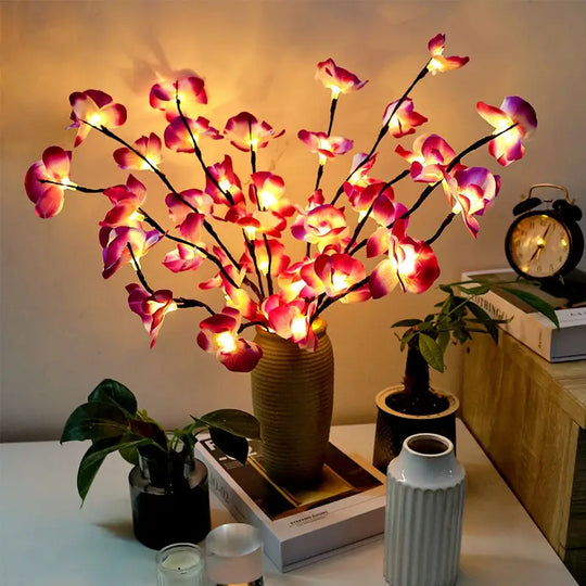 Paarse Phalaenopsis Orchidee met 20 LEDs