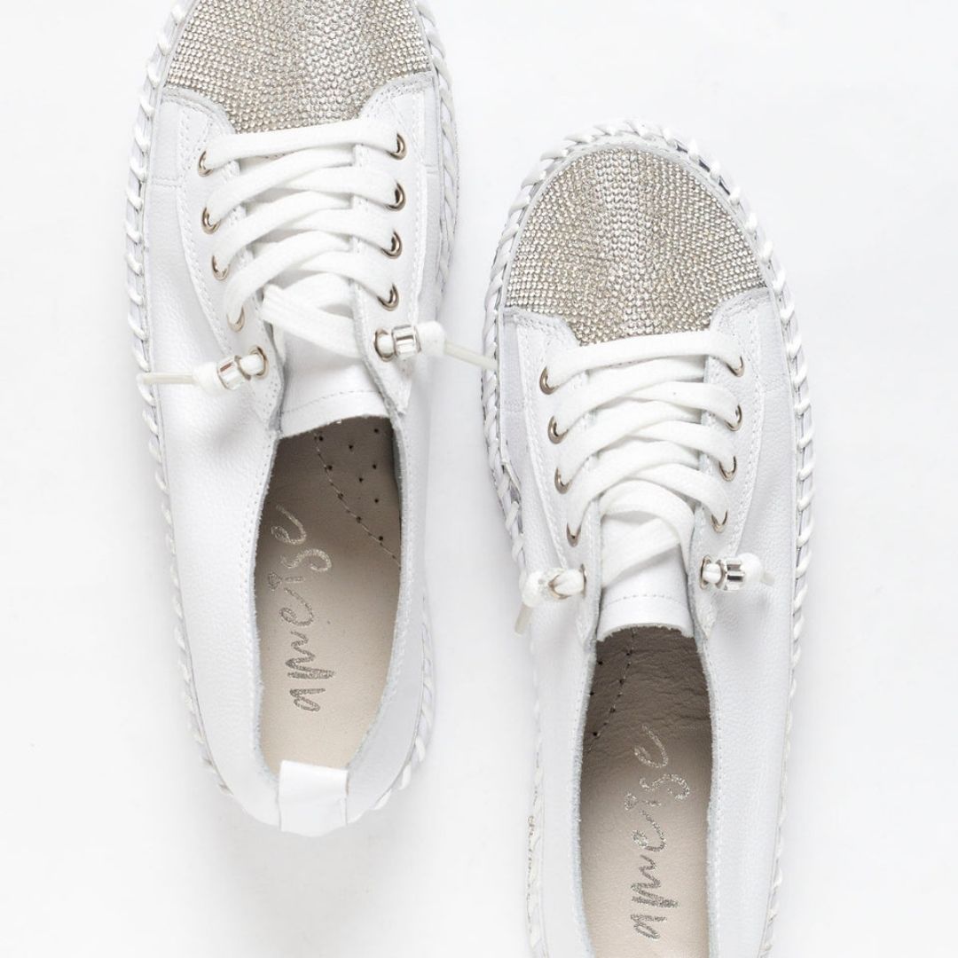 Damesschoenen Genie | Trainers in diamant Zilver Leer