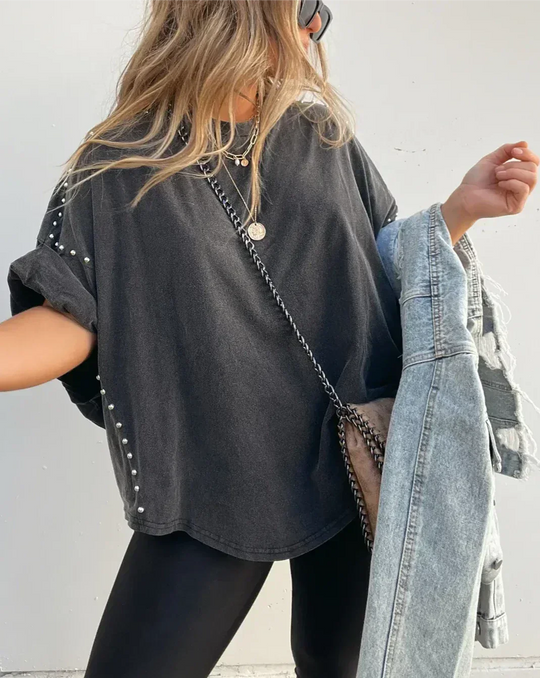 T-shirt voor dames Athaliah | Oversized T-shirt met studs